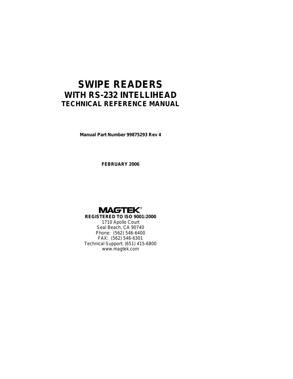 SWIPE READERS WITH RS-232