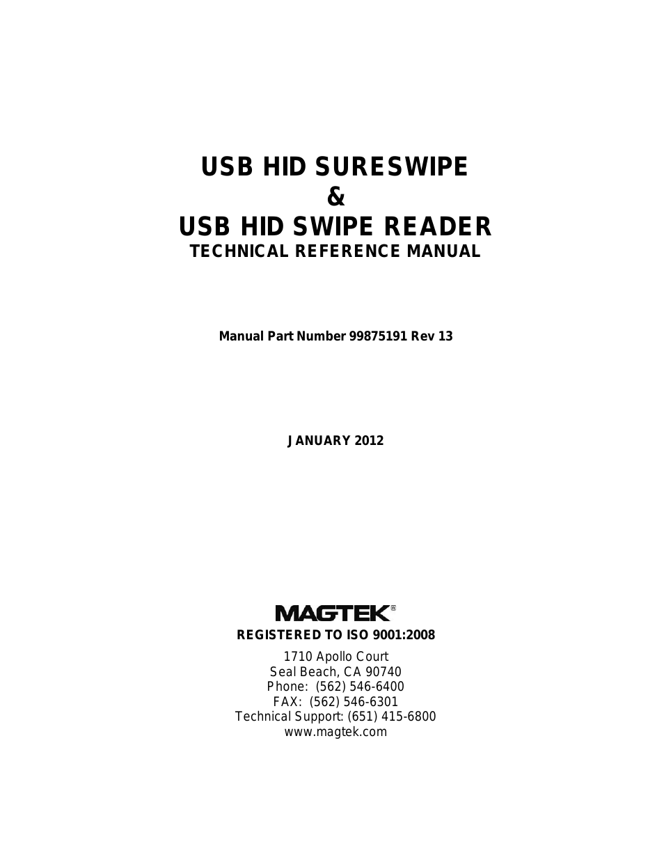USB HID SURESWIPE &  USB HID SWIPE READER