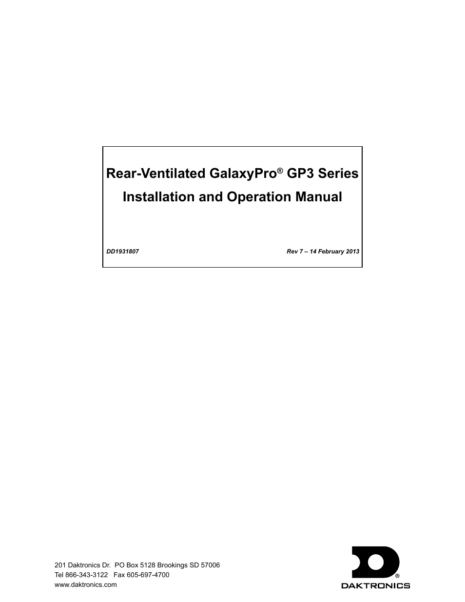 Rear-Ventilated GalaxyPro GP3 Series
