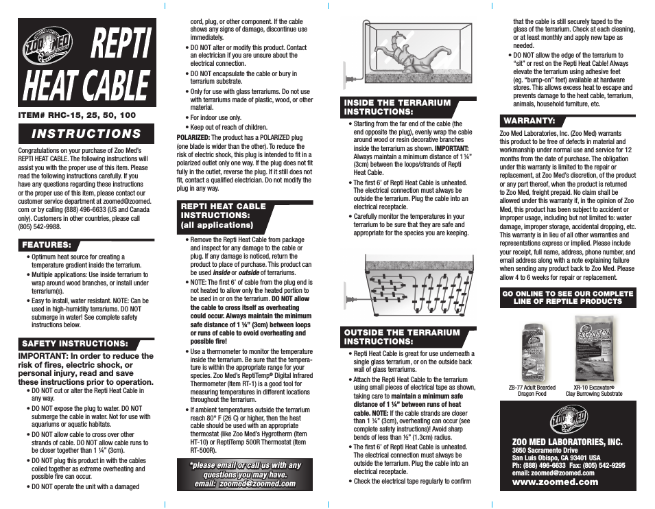 Repti Heat Cable RHC-15-100