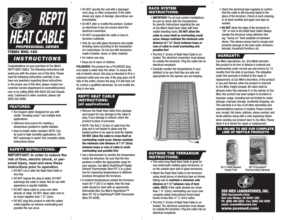 Repti Heat Cable RHC-150