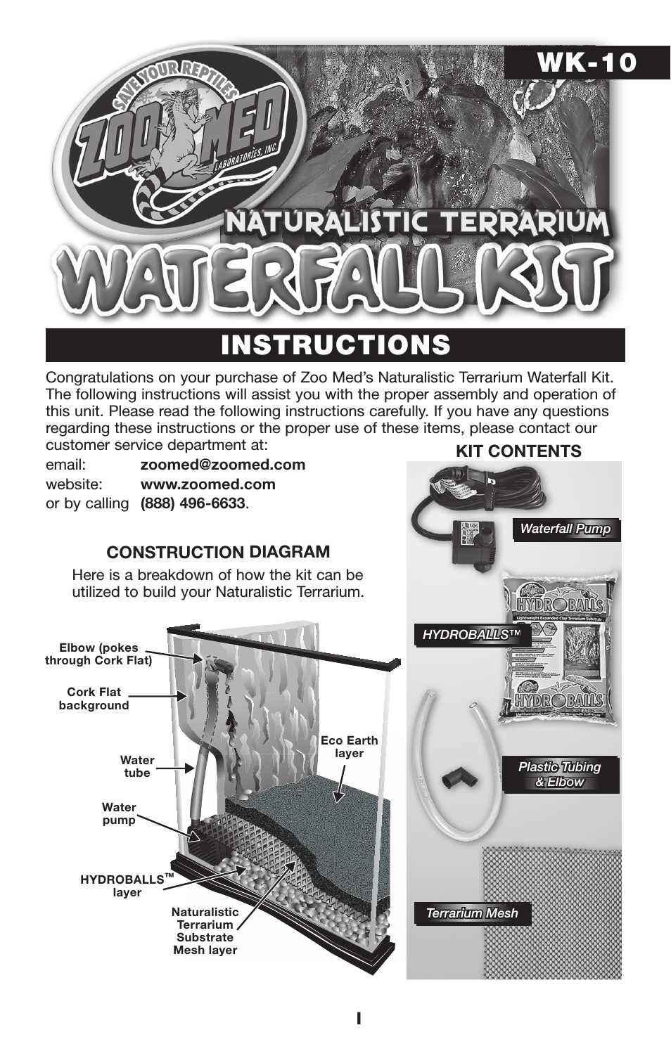 WK-10 Terrarium Waterfall Kit