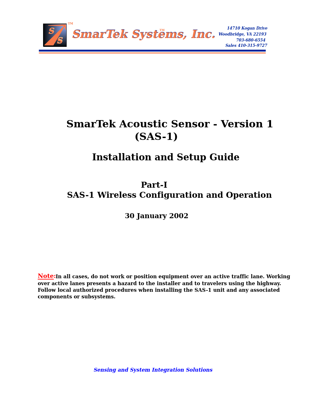 SAS-1 Wireless Configuration and Operation