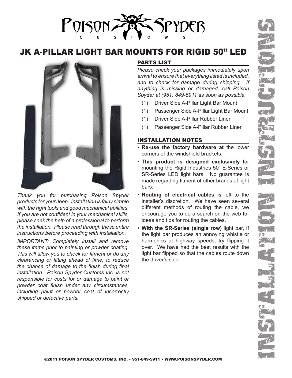JK A-PILLAR LIGHT BAR MOUNTS FOR RIGID 50 LED