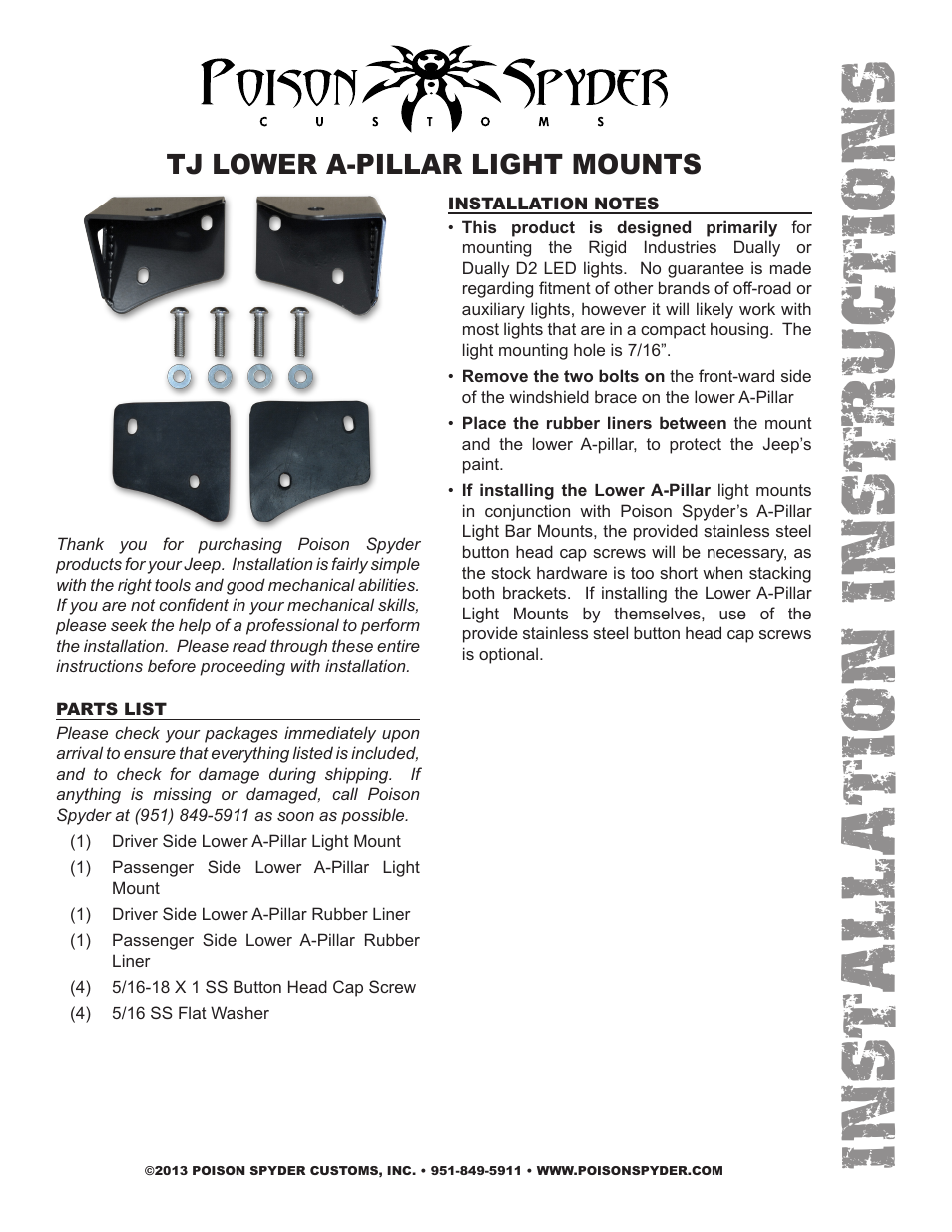 TJ LOWER A-PILLAR LIGHT MOUNTS