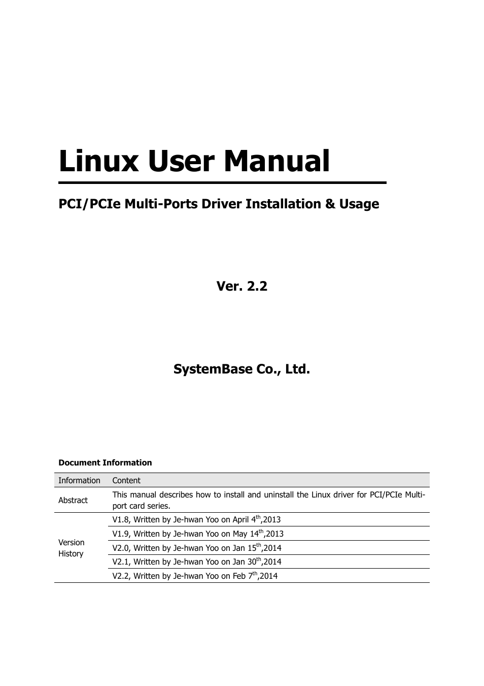 PCI Serial Multi-port Card Linux Driver