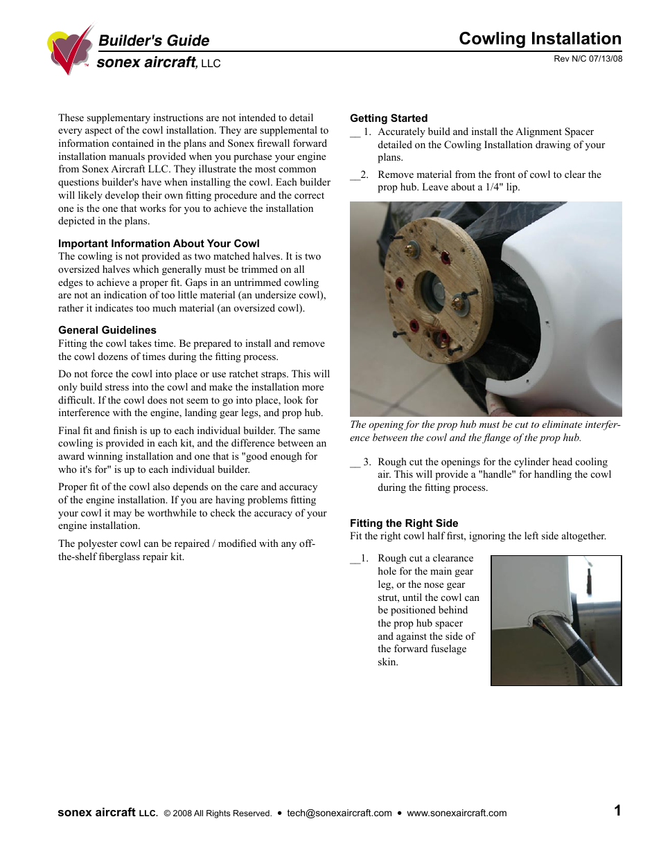 Cowling Installation Instructions