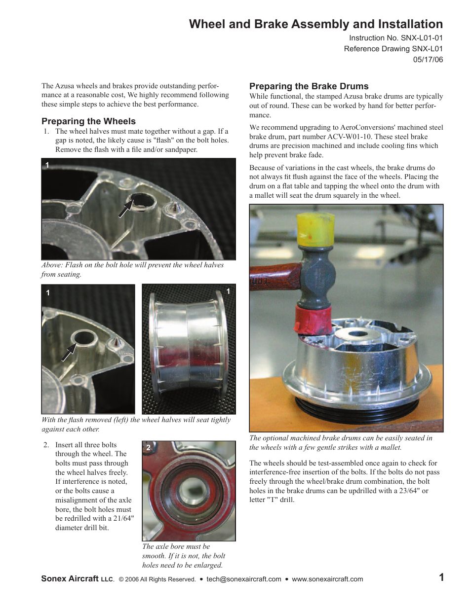 Wheel and Brake Assembly and Installation Instructions