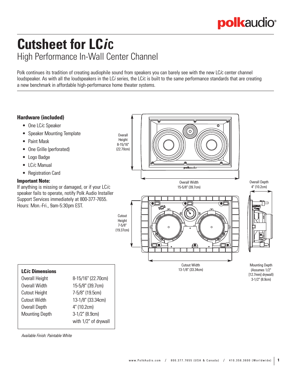 High Performance In-Wall Center Channel