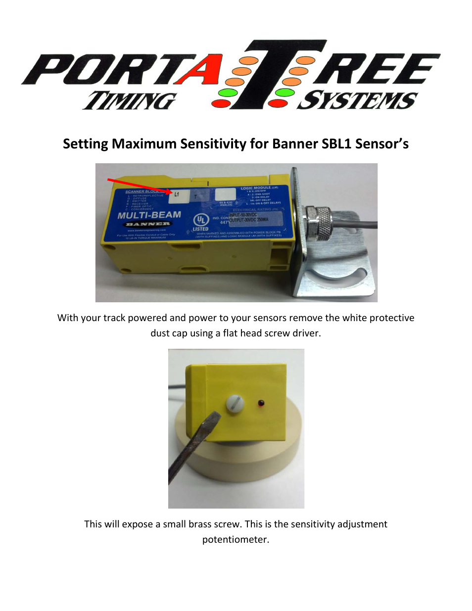 Maximum Sensitivity for Banner SBL1 Sensors