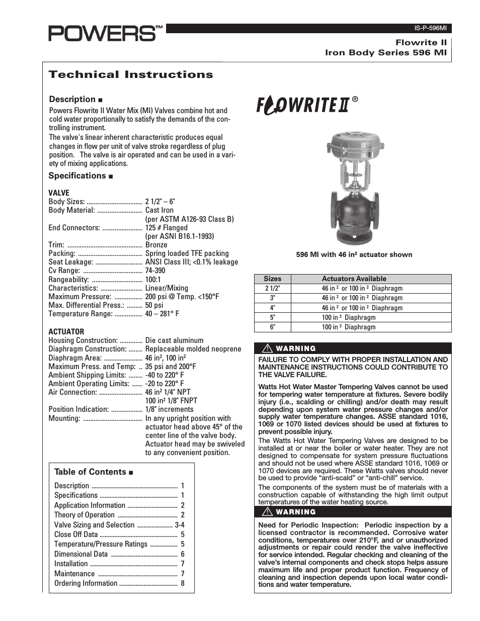 596 Series Flowrite II Heavy Duty Control Valves - Type MI Mixing