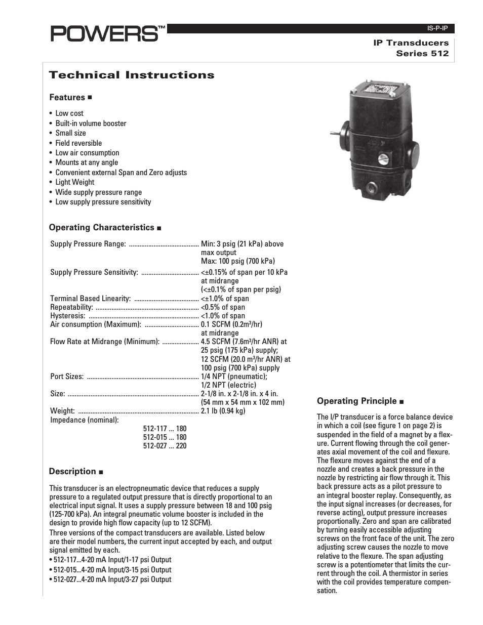 900X I/P Flowrite II Pressure Regulators