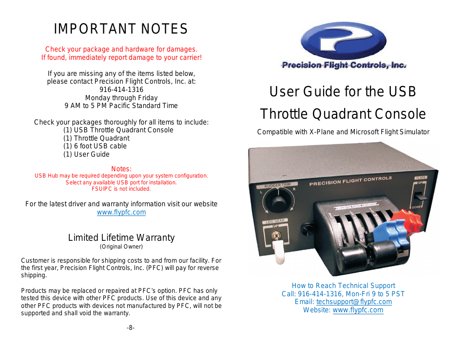 USB Throttle Quadrant Console