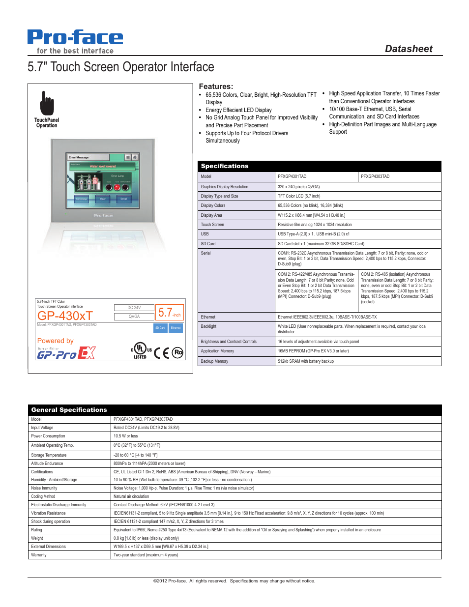 GP4600 - 12.1 Standard HMIs"