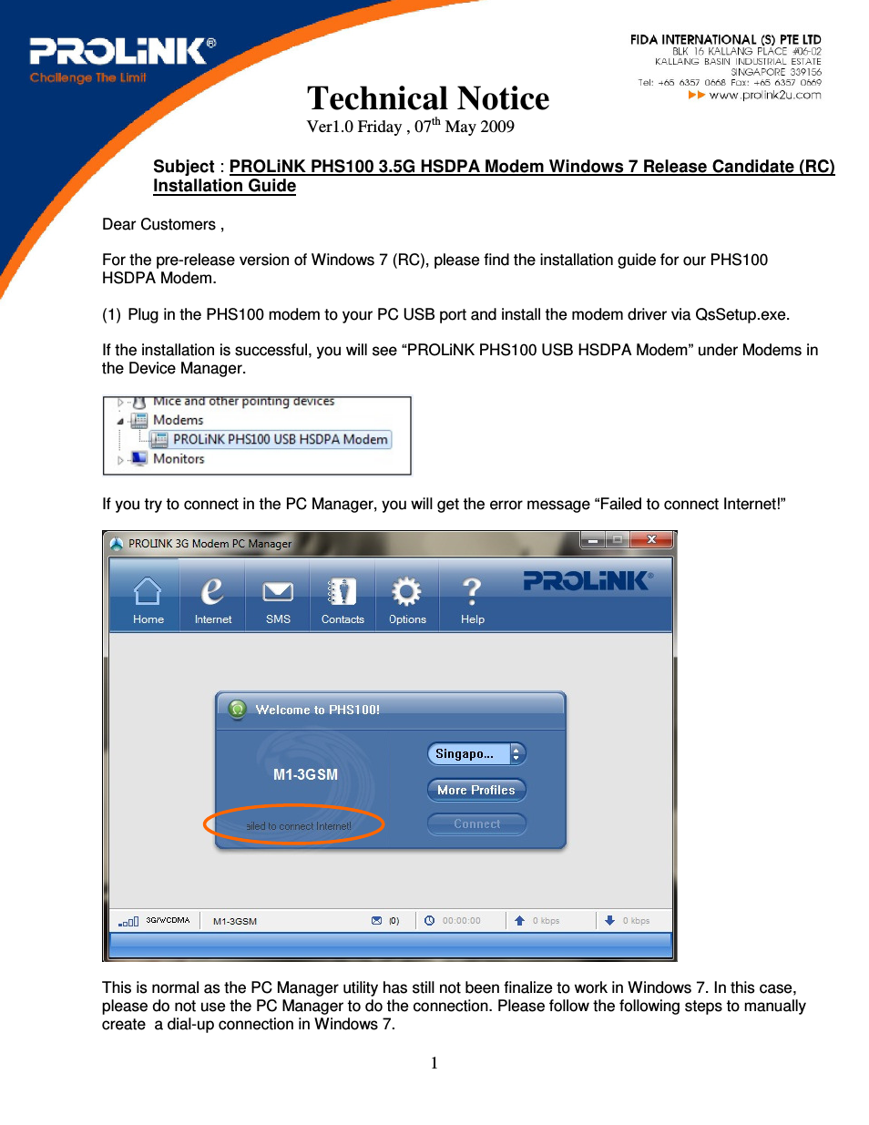 PHS100 Windows 7 Installation Guide