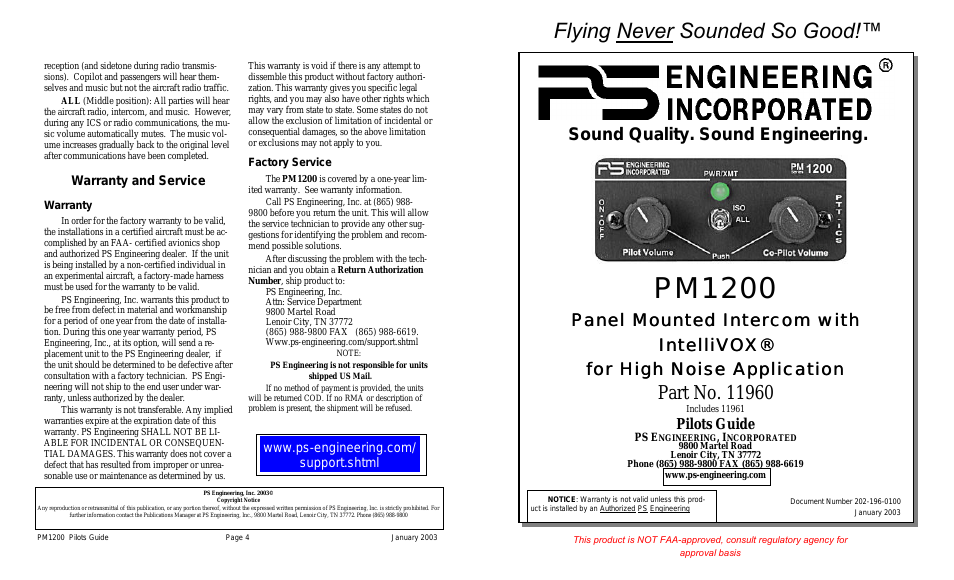 PM1200 Pilot’s Guide