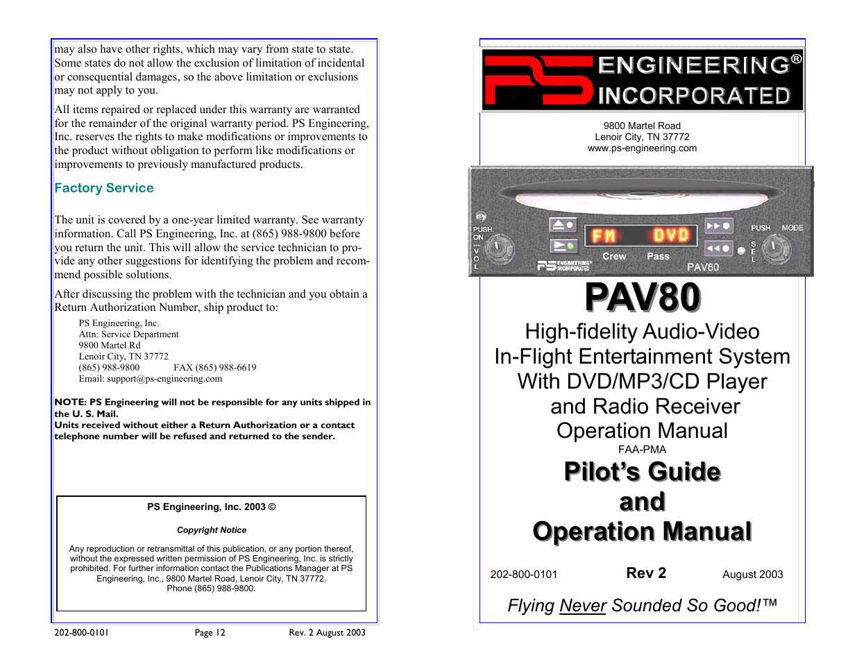 PAV80 Pilot’s Guide