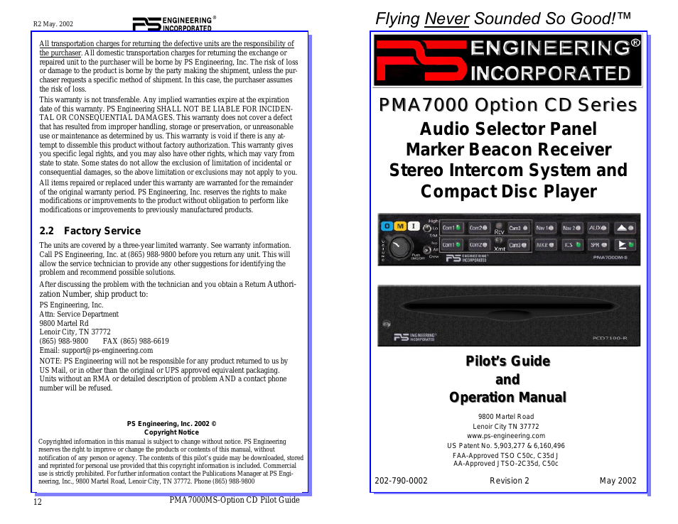 PMA7000CD Pilot’s Guide