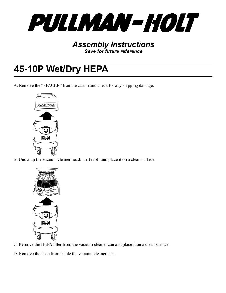 HEPA VAC 2HP 10GL 45 WD (45-10P)