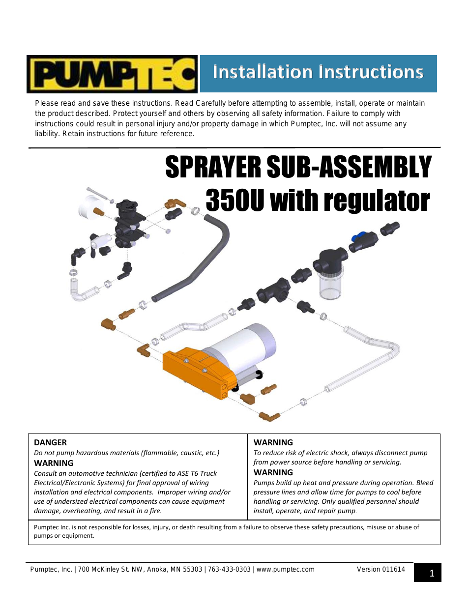 SPRAYER SUB-ASSEMBLY 350U with regulator