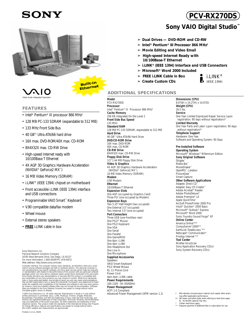 VAIO PCV-RX270DS