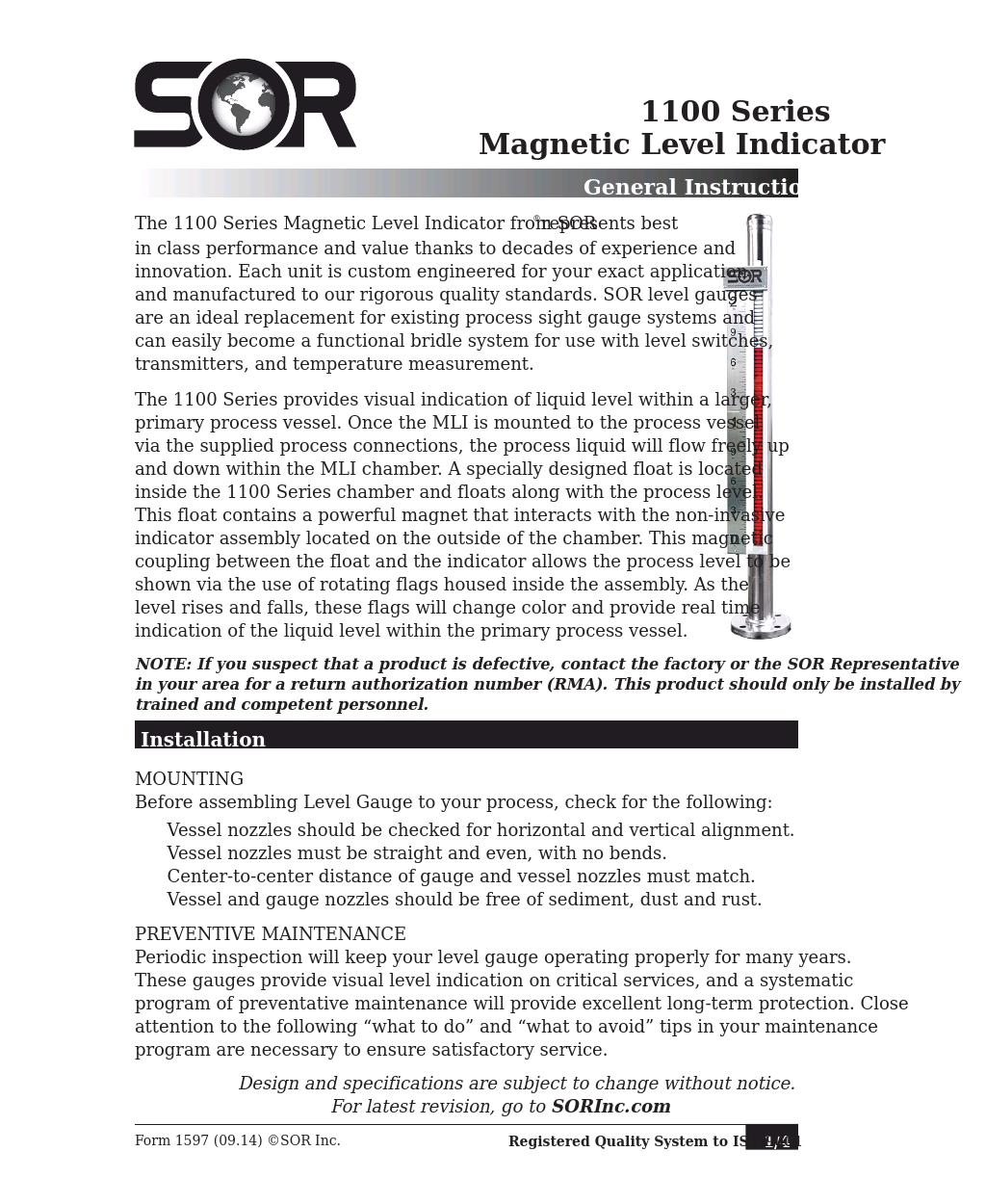 1100 Series Magnetic Level Indicators