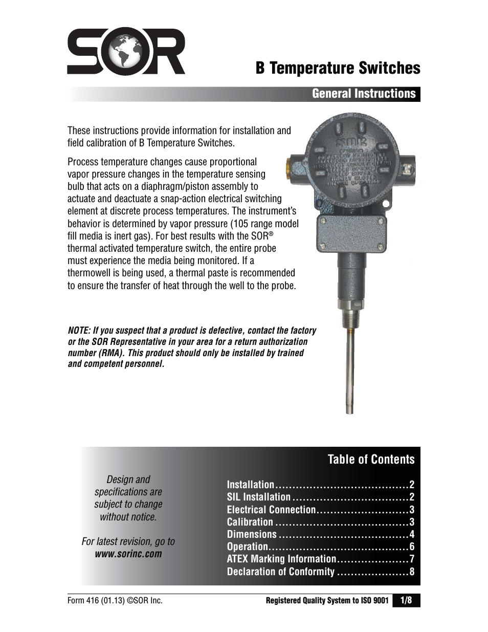 Direct or Remote Mount Explosion Proof UL/CSA/ATEX
