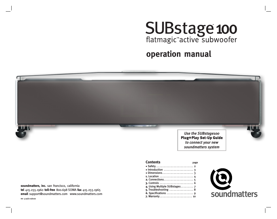 SUBstage100 Operation Manual
