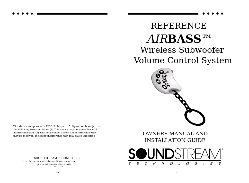 Airbass Wireless Subwoofer Volume Control System