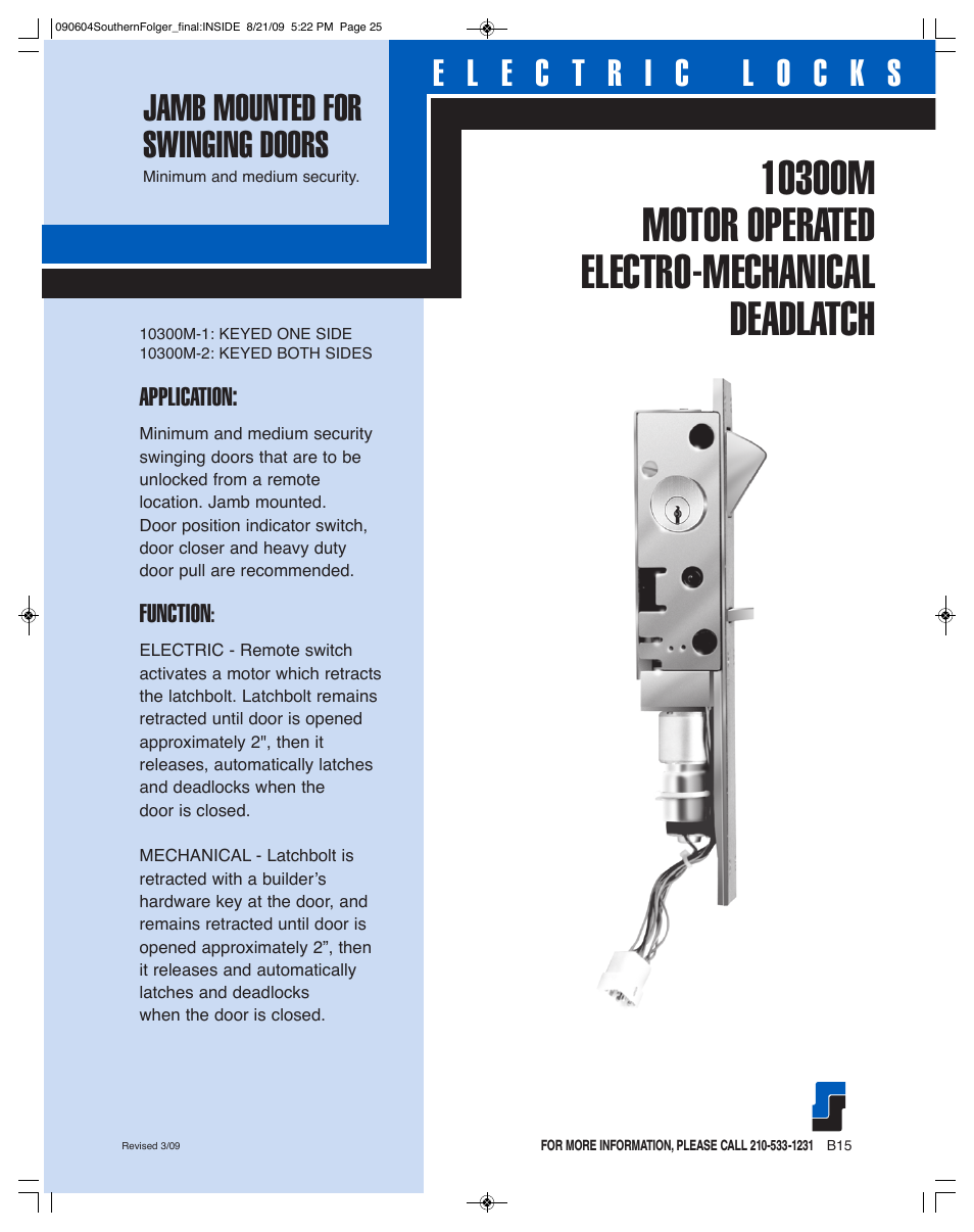10300M MOTOR OPERATED ELECTRO-MECHANICAL DEADLATCH