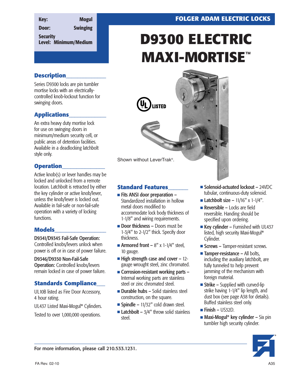D9300 ELECTRIC MAXI-MORTISE