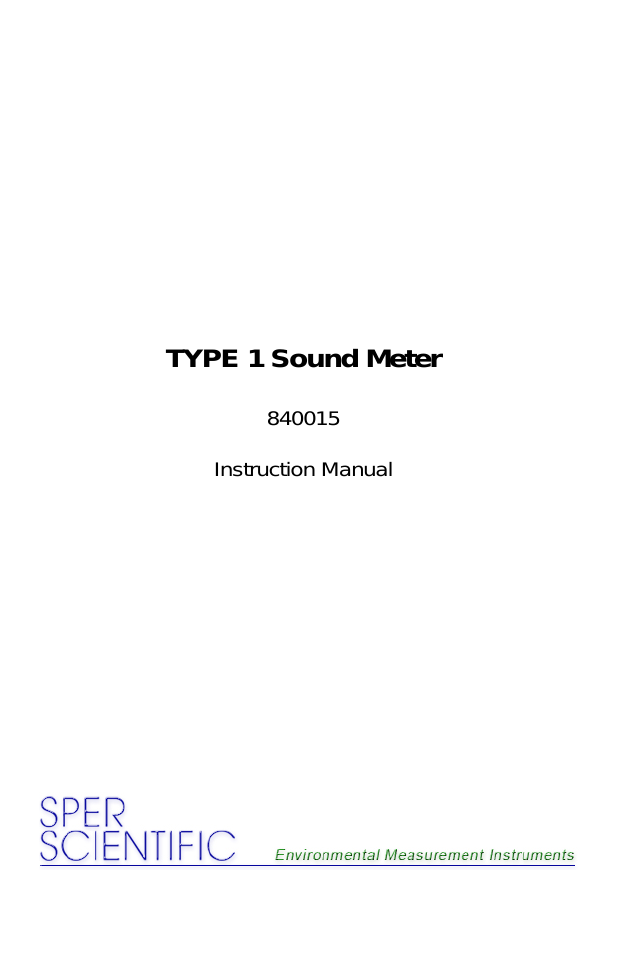 840015 Sound Meter Type 1
