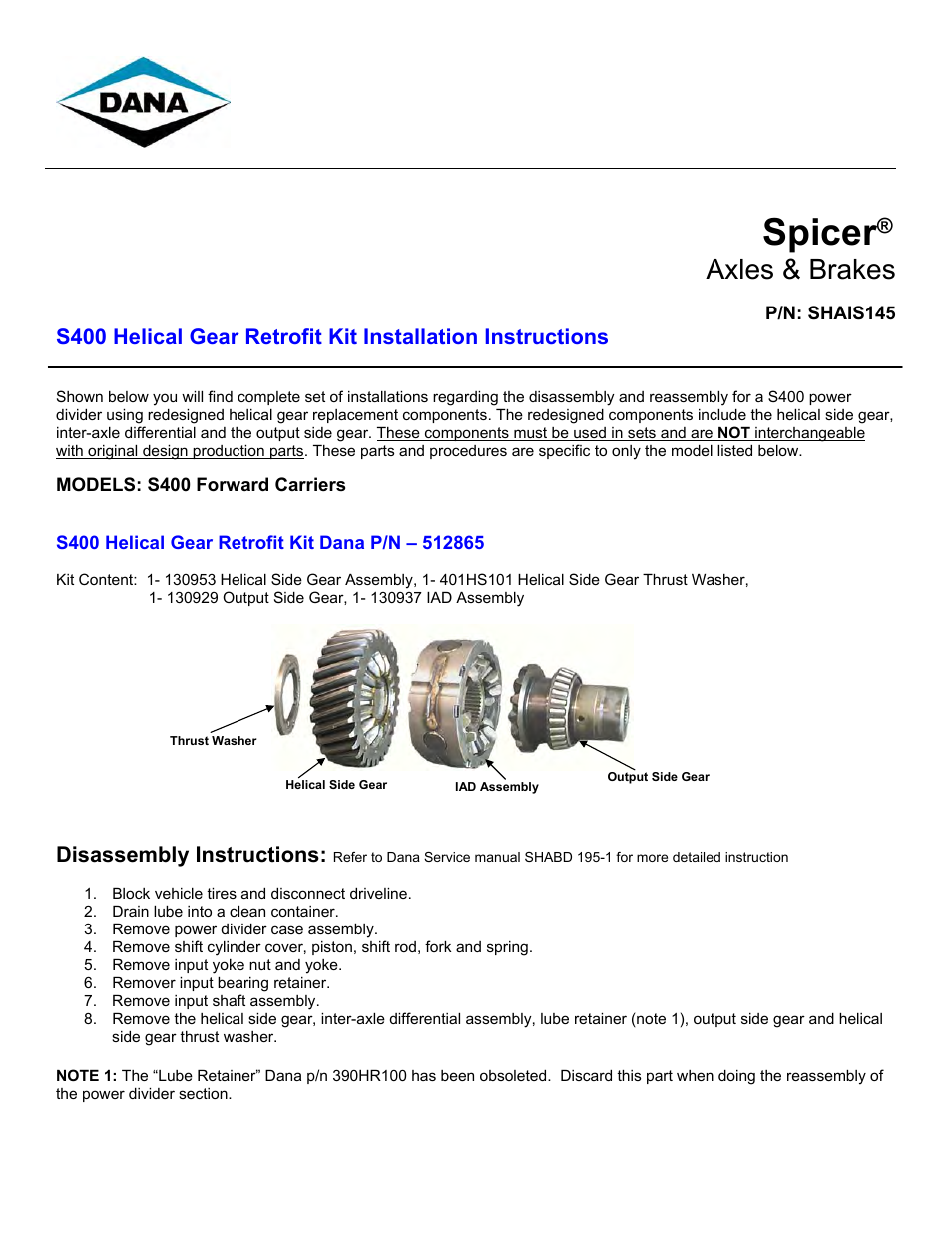 S400 Helical Gear Retrofit Kit Installation