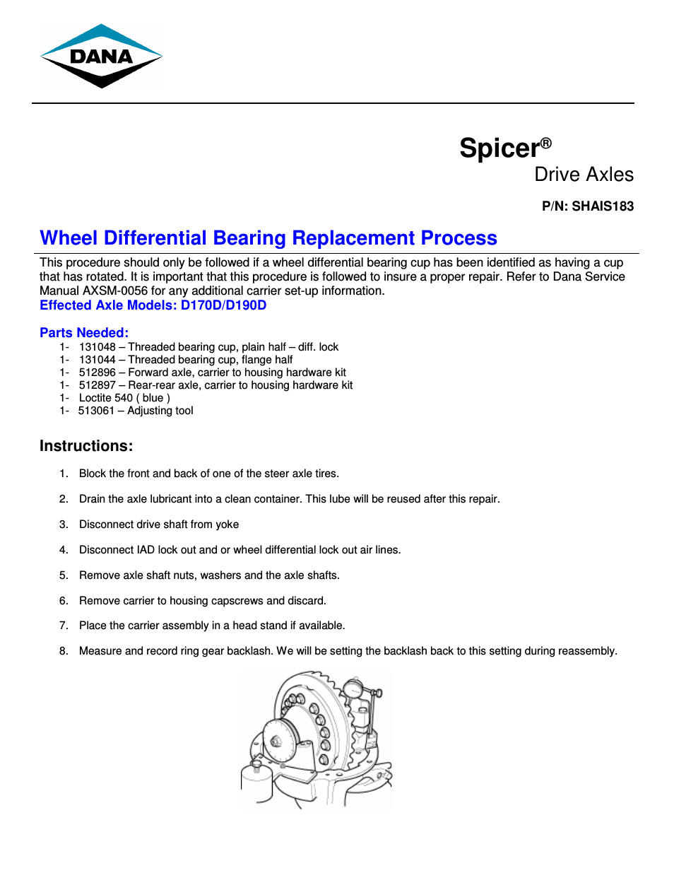 Wheel Differential Bearing Replacement Process