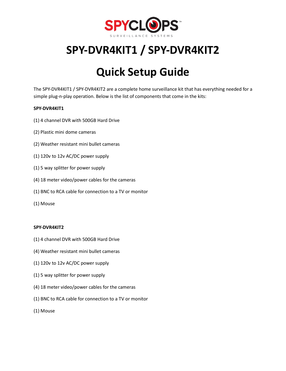 SPY-DVR Kit (ALL KITS) Quick Start