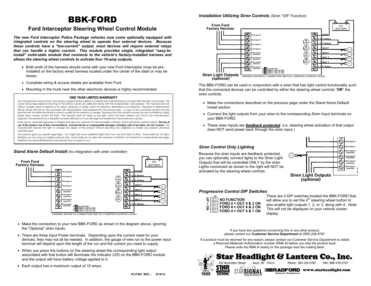 BBK-FORD Steering Wheel Interface Control Module