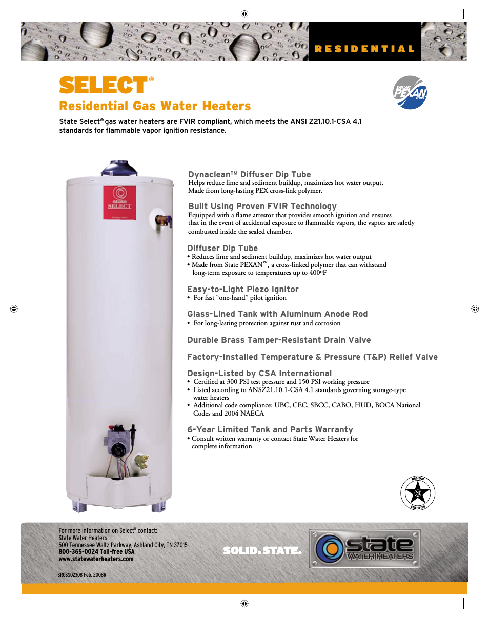 PREMIER Residential Gas Water Heaters