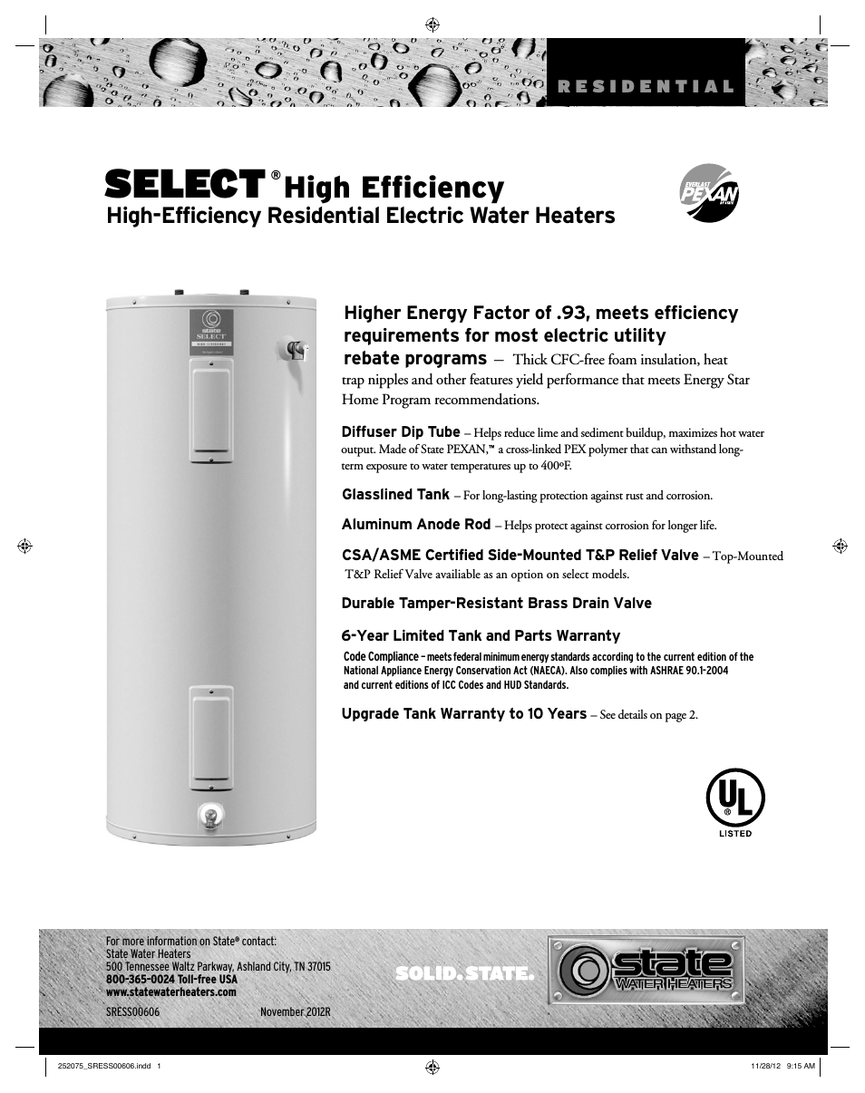 PREMIER Residential Electric Water Heaters