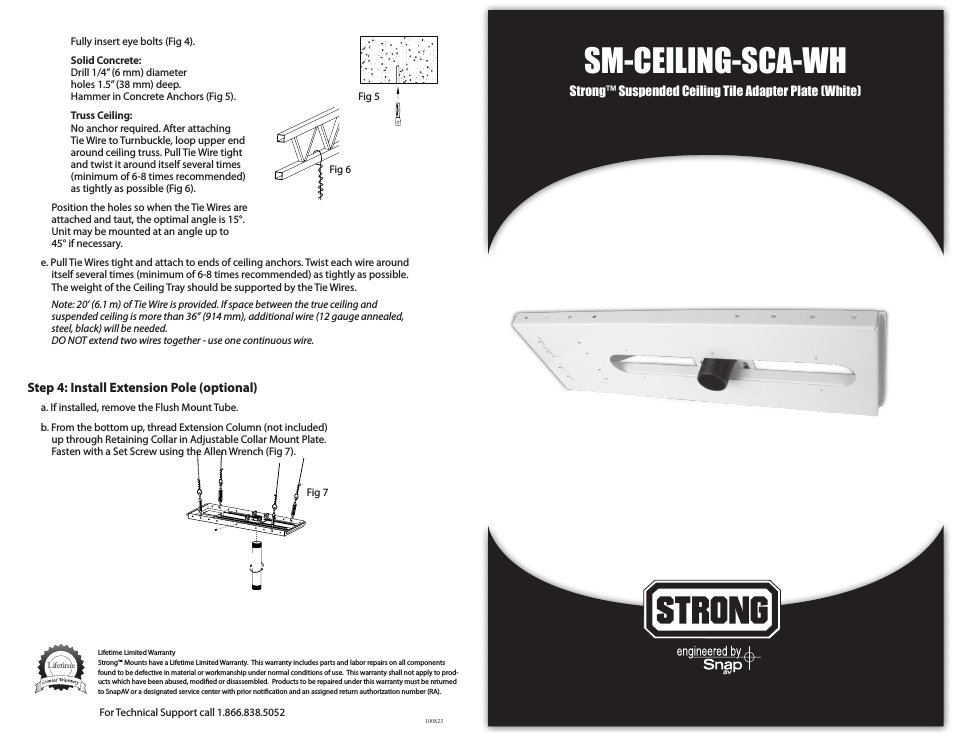 SM-CEILING-SCA-WH STRONG - SUSPENDED CEILING TILE ADAPTER PLATE