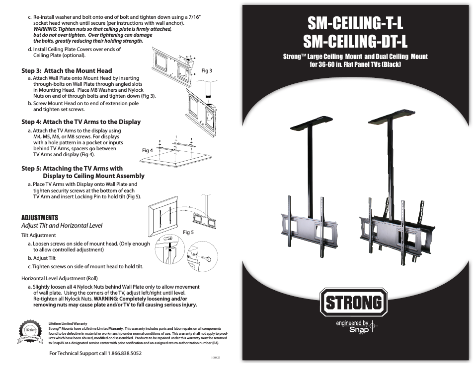 SM-CEILING-T-L STRONG - LARGE CEILING MOUNT FOR 36-60 FLAT PANEL DISPLAYS