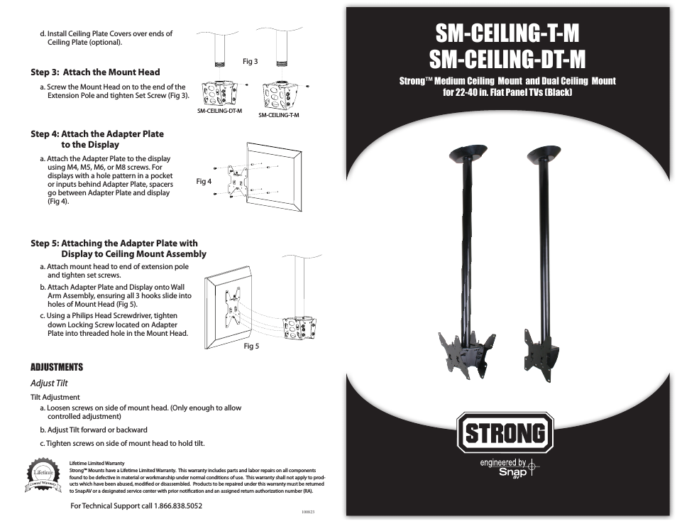 SM-CEILING-T-M STRONG - MEDIUM CEILING MOUNT FOR 22-40 FLAT PANEL DISPLAYS