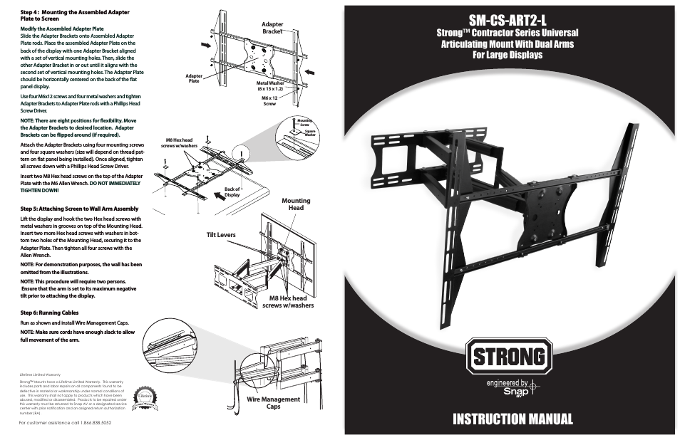 SM-CS-ART2-L STRONG - CONTRACTOR SERIES ARTICULATING MOUNT FOR 42 - 63 FLAT PANEL TVS