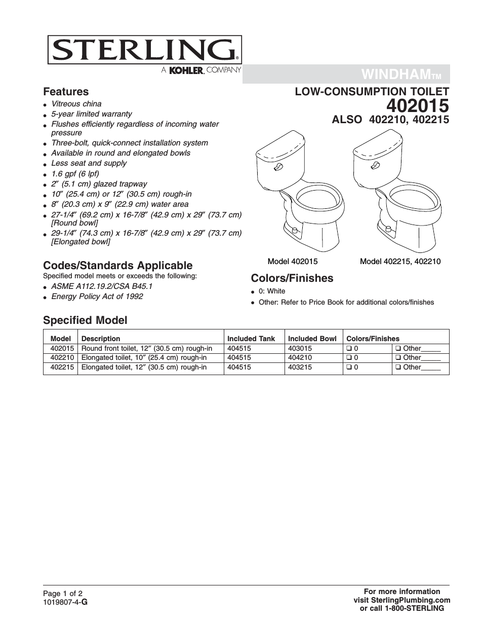 Low Consumption Toilet 402015