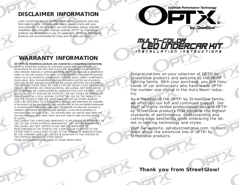 OPTX Multi Color LED Undercar kit