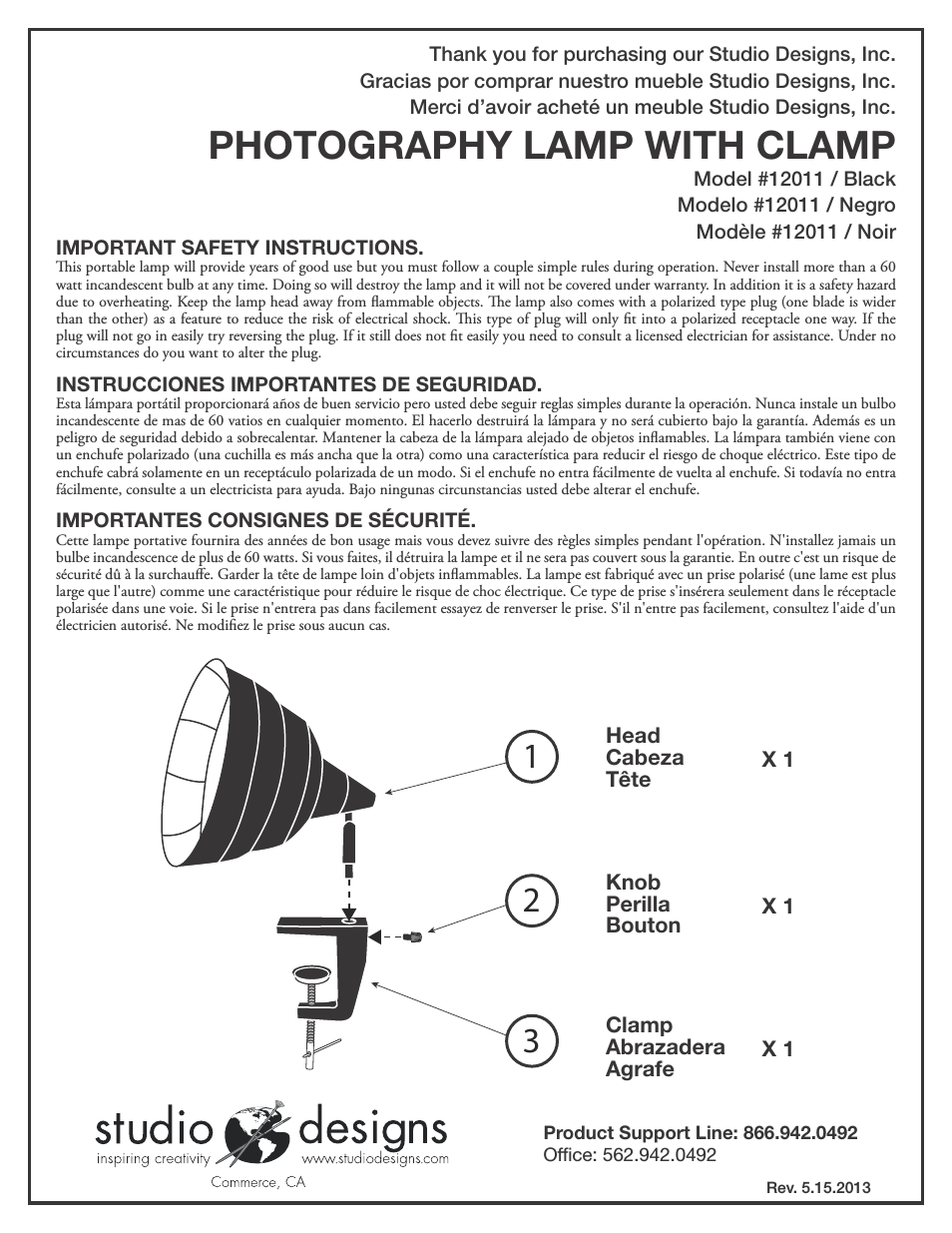 Photography Lamp with Clamp