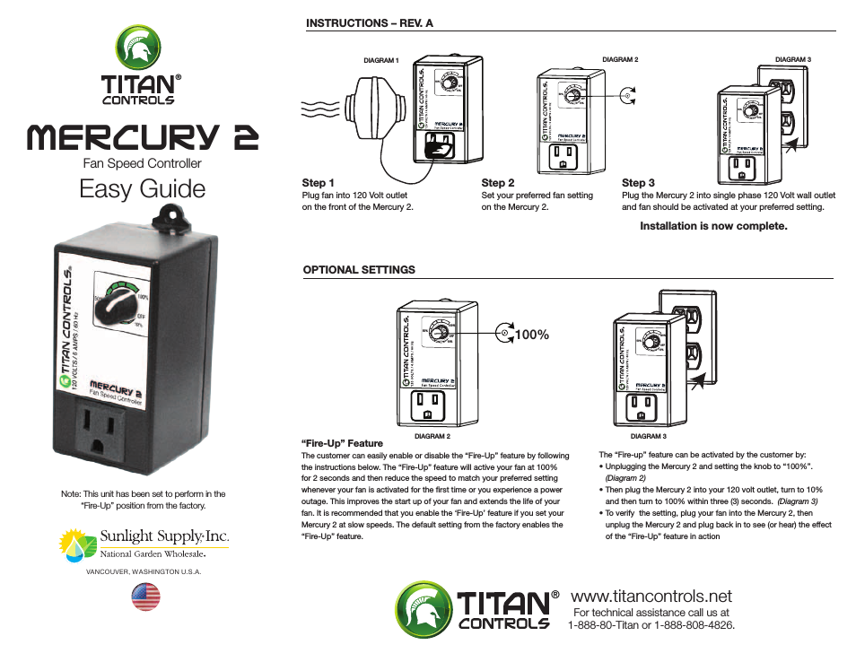 Titan Controls® Mercury® 2 - Fan Speed Controller