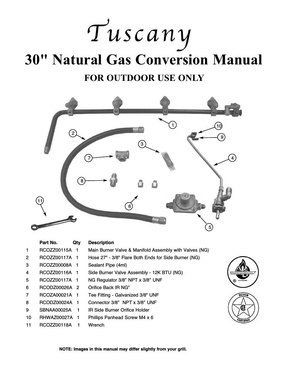 SGR30M Natural Gas Conversion Kit