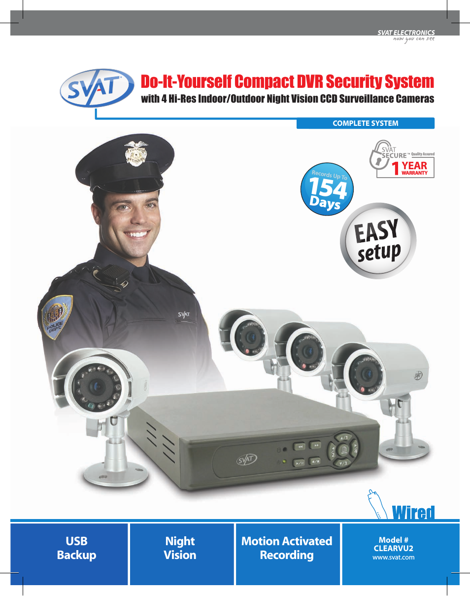 Do-It-Yourself Compact DVR Security System CLEARVU2