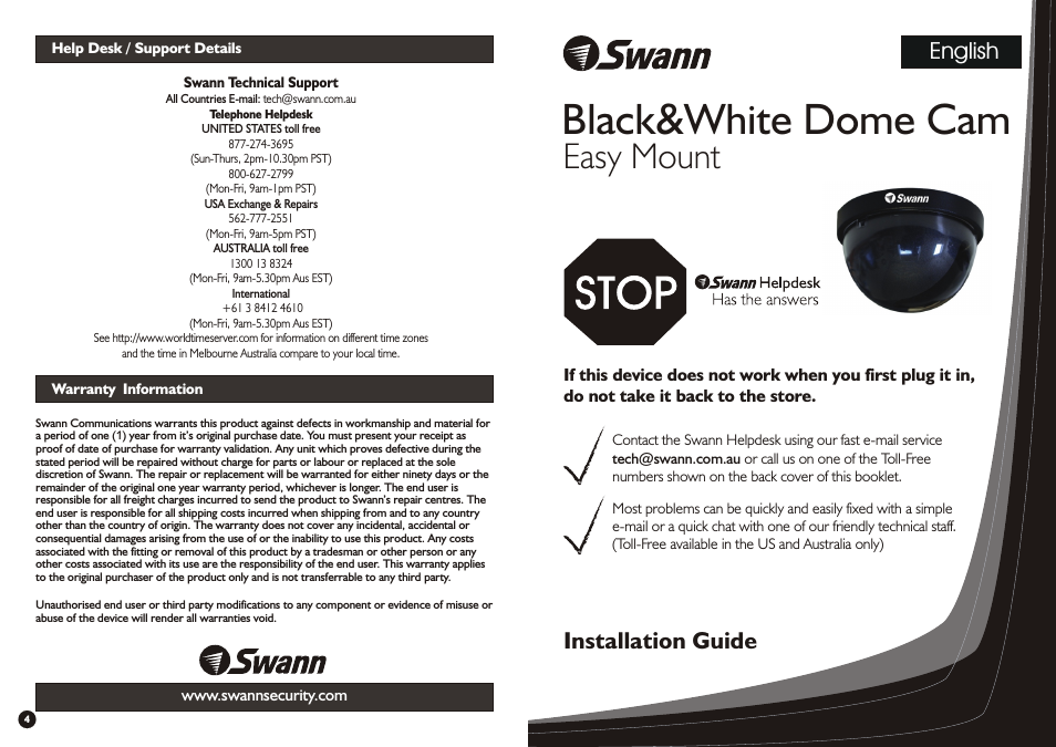 Black & White Dome Cam