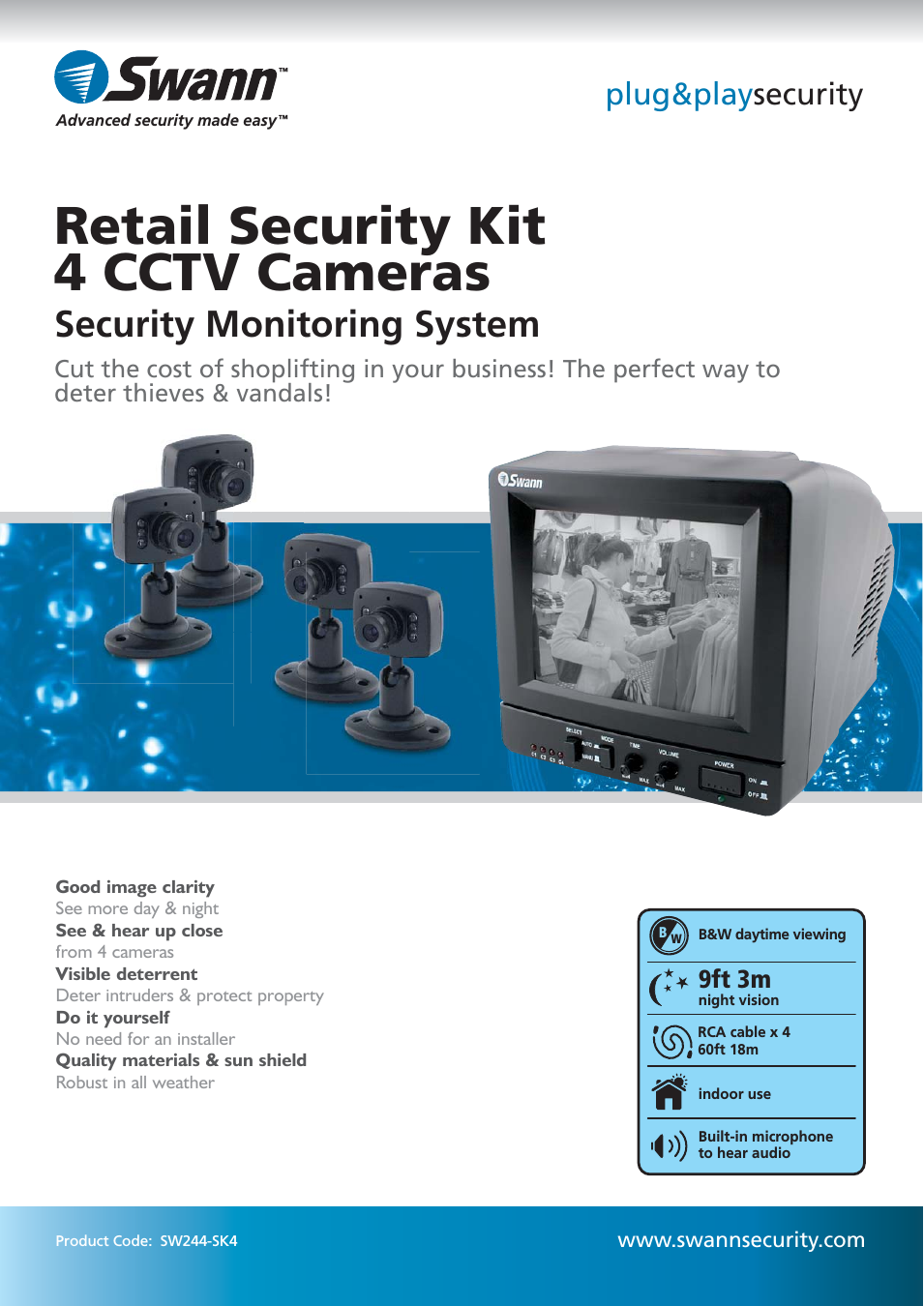 Retail Security Kit 4 CCTV Cameras SW244-SK4